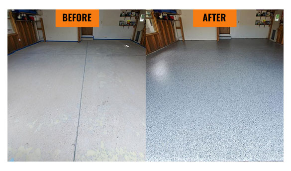 before and after concrete garage floor